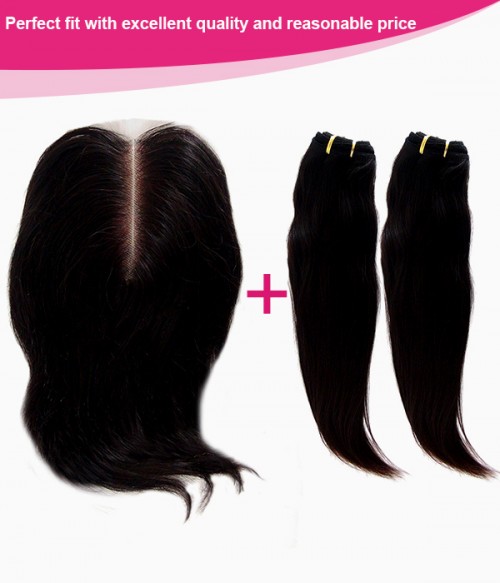 Lace Closure+2 pcs Hair Weft