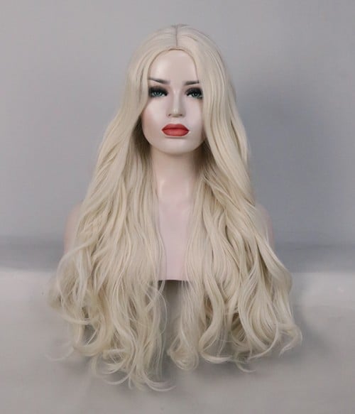 long white blonde wig