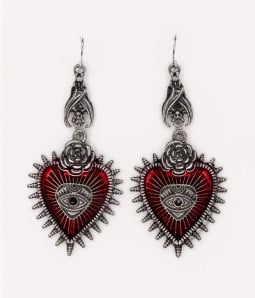 Evil Eye | Gothic Red Heart Drop Earrings