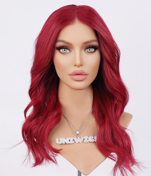 Vivian Bright Red Remy Human Hair Lace Top Wig Final Sale Uniwigs ® Official Site 8880