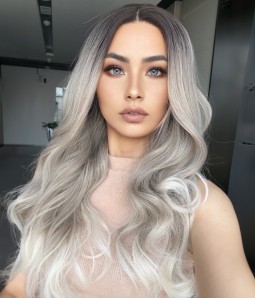 Camila | Ashy Blonde Balayage Wavy Synthetic Lace Front Wig