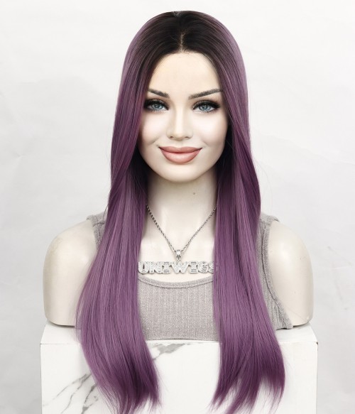 Twilight Haze Purple Straight Synthetic Lace Front Wig Dark Roots Uniwigs ® Official Site