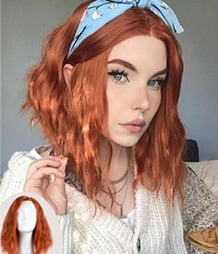 Blaze | Copper Red Wavy Synthetic Lace Front Wig